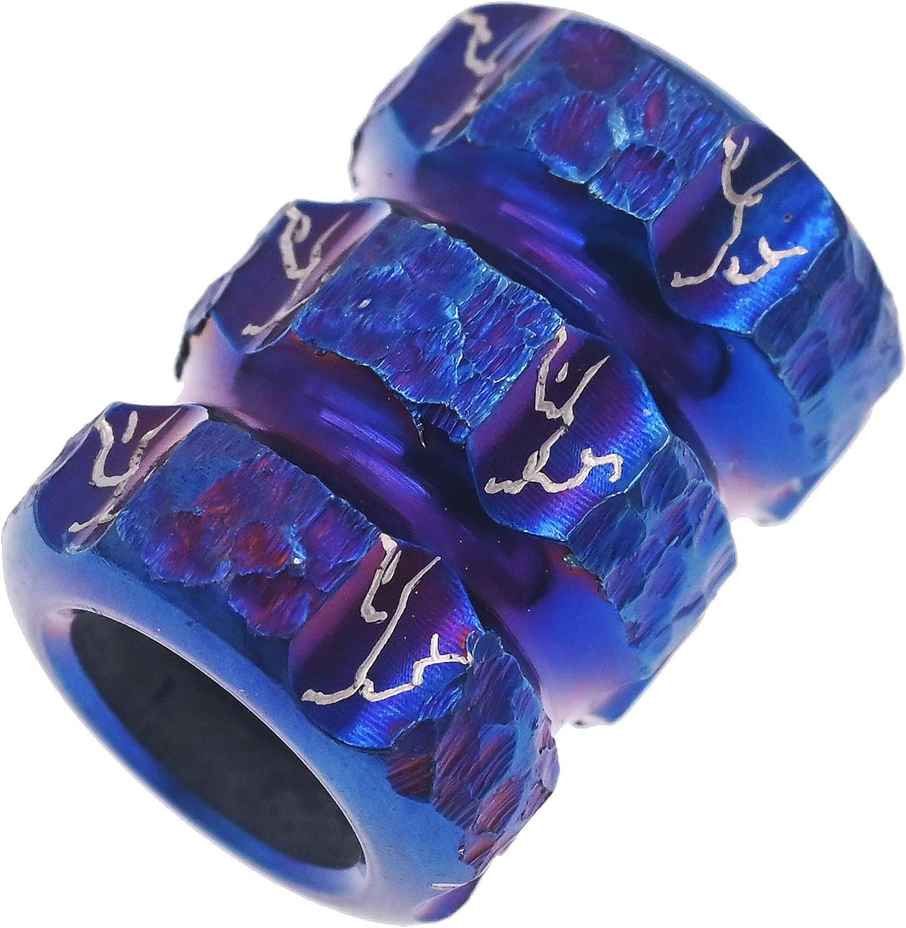 EDC Blue Titanium Lanyard Beads for Knives, Small Hand Carving Tools Knife Cord Beads Paracord Metal Charms Accessories