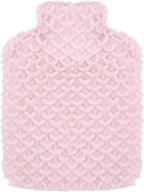 Hot Water Bottle, 500ml Small Hot Water Bottle with Cover Mermaid Style Hand Warmer with Soft Premium Faux Fur Cover 2-in-1 Bottles for Cold & Hots Compress Bag for Women Seniors (Pink)