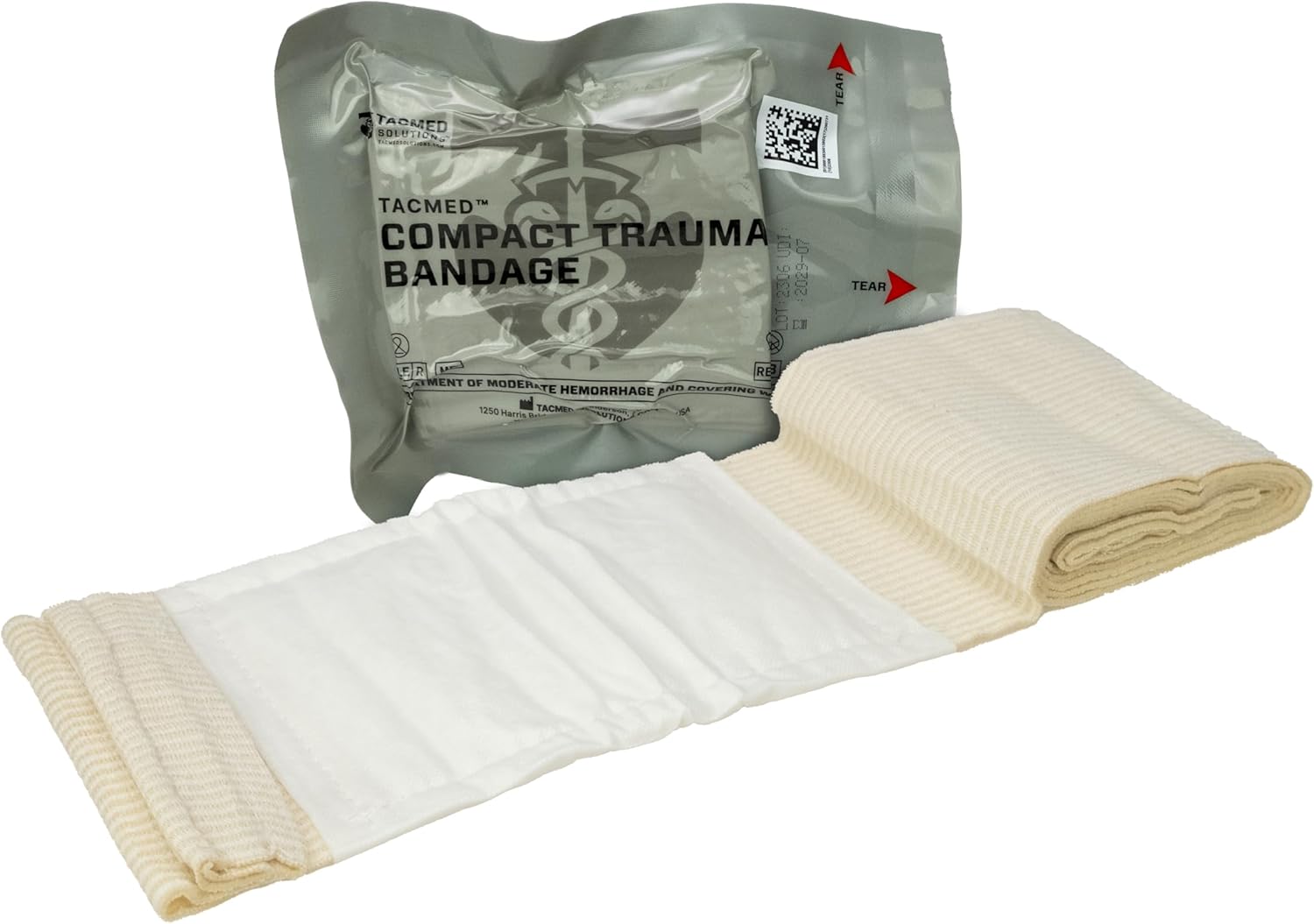 Compact Trauma Bandage, 5 ft, 1 Pack – Low-Profile Compression Wound Dressing for Moderate Hemorrhage, Ideal for Emergency and First Aid, Latex-Free | TacMed Solutions