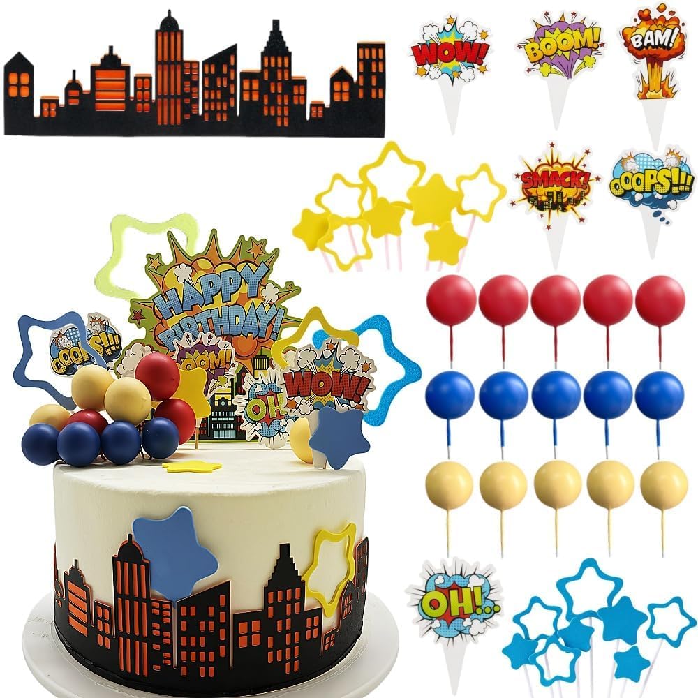 Superhero Cake Decorations Superhero Themed Party Decoration City Cake Border Decoration