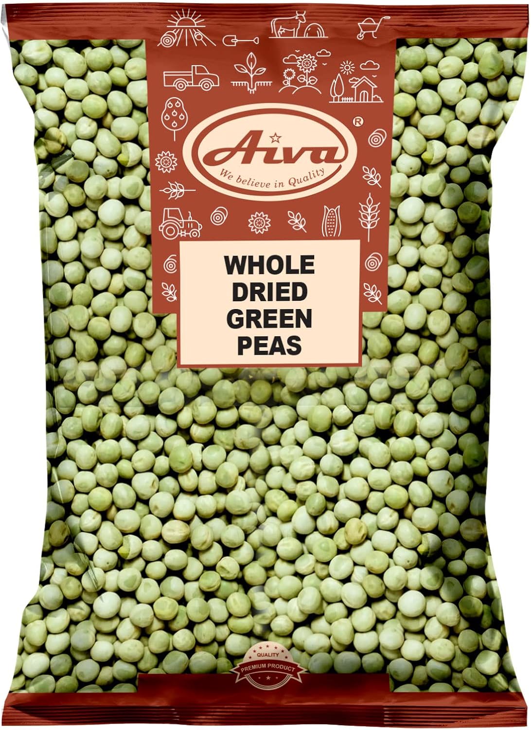 Aiva Dried Green Peas Whole (Marrowfat Peas, Vatana, Matar) 4 LB Bulk– Premium Whole Green Peas for Soups, Curries, and Stews