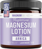 Magnum Solace Nighttime Magnesium Lotion with Arnica – Highly Concentrated Magnesium for Muscles & Joints – Apply to Legs or Feet Before Bed – Skin-Friendly