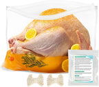 YQL Brining Bags - 4 Pack, 22"x26", Holds Up to 35lb with Cotton Strings, Double Zipper Seal, Ideal for Turkey, Chicken, Pork, Ham, Large Roasts, Brining& Marinating