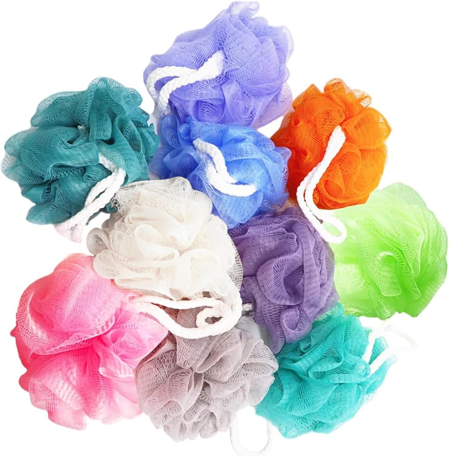 10 Pack of Bath Loofah Shower,Small Size Sponge Pouf Body Scrubber Exfoliator Scrubber Ball,Mesh Bath and Shower Sponge for Kids Women Men Body Wash Bathroom