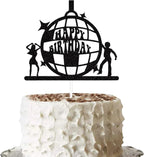 Disco Happy Birthday Cake Topper, 70's Disco Party Decorations, Hip Hop Themed Cake Decor, Disco Ball Themed Birthday Party Supplies Black Glitter