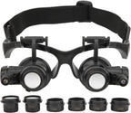 Magnifying Glass for Watch Repair with 2 LED Lights, 8 Interchangeable Lenses 10X-25X Magnification Jewelry and Electronic Repair Tool