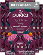 Pukka Night Time Berry Organic Herbal Tea, Soothing Infusion With Chamomile, Lavender & Elderberry, Tea Gift Set For Bedtime Relaxation, Caffeine Free, 80 Total Bags (20ct - Pack of 4)