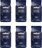 Lavazza Super Crema Whole Bean Coffee, Medium Espresso Roast, Arabica and Robusta Blend, 2.2 lb Bag (Pack of 6)