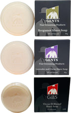 GENTS 97% All Natural Shave Soap Set for Men, Bergamot, Lavender and Citrus and Ocean Driftwood Pack of 3 (3 PACK, BERGAMOT, LAVENDER CITRUS, OCEAN DRIFTWOOD)