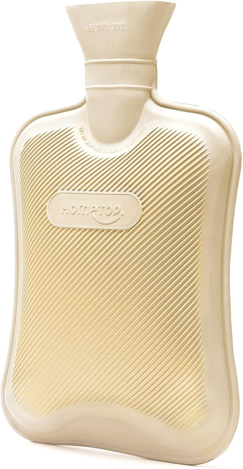 HomeTop Premium Classic Rubber Hot Water Bottle (Cream White)