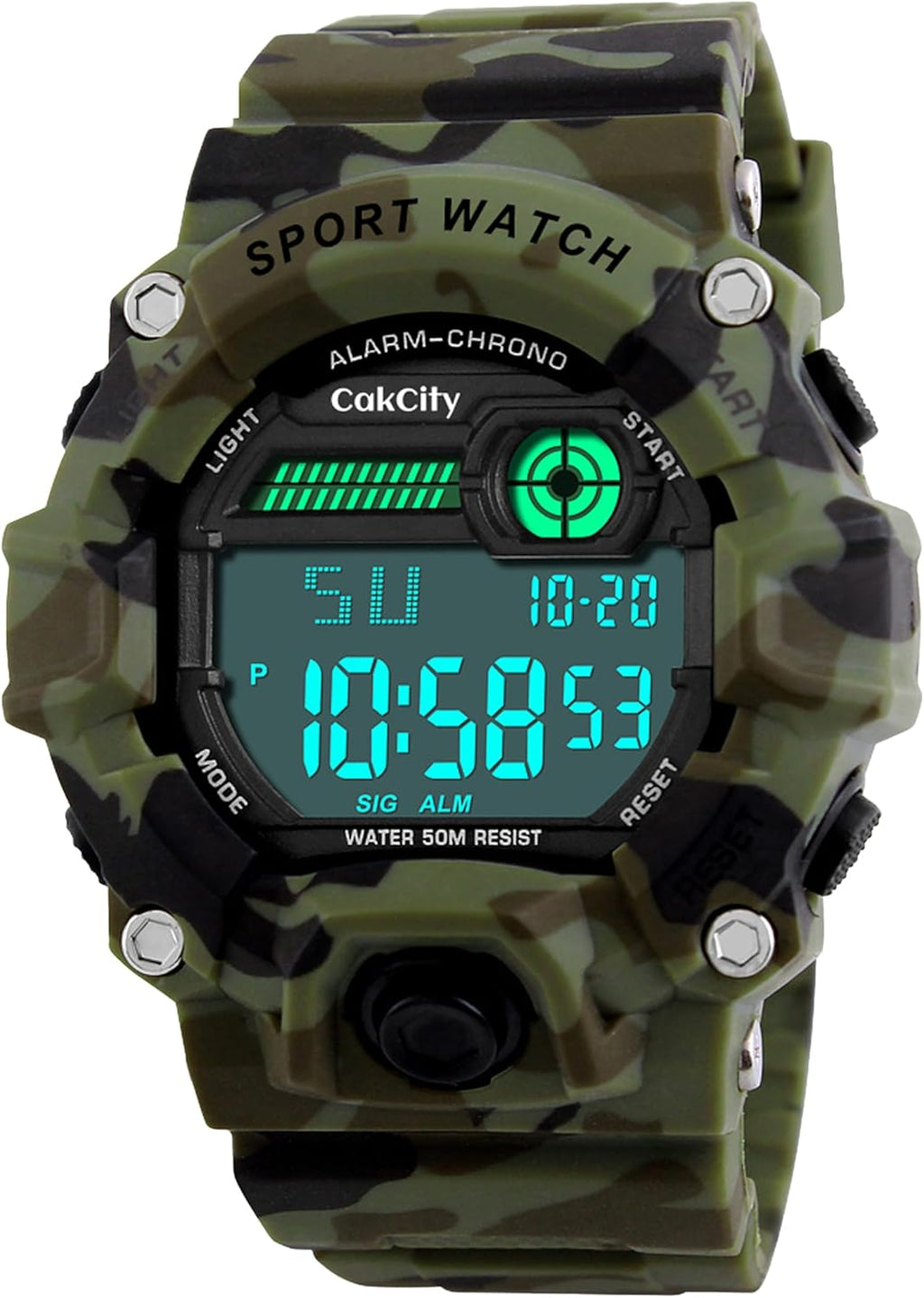 CakCity Boys Camouflage LED Sport Watch,Waterproof Digital Electronic Casual Military Wrist Kids Sports Watch with Silicone Band Luminous Alarm Stopwatch Watches