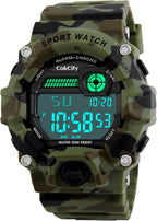 CakCity Boys Camouflage LED Sport Watch,Waterproof Digital Electronic Casual Military Wrist Kids Sports Watch with Silicone Band Luminous Alarm Stopwatch Watches