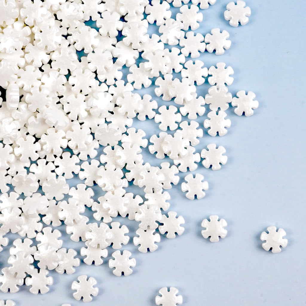 White Snowflake Sprinkles, Edible Snowflake Candy, Christmas Sprinkles for Cake Decorating, Christmas Cupcake & Cookie Toppers, Winter Holiday Party Candy Supplies, 180g/6.35oz