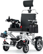 30 Mile Foldable Electric Wheelchair for Adults, Motorized Wheelchair with Sunshade & 100-130° Adjustable Backrest, Dual 300W Motor, Dual 12AH Batteries, Slivery