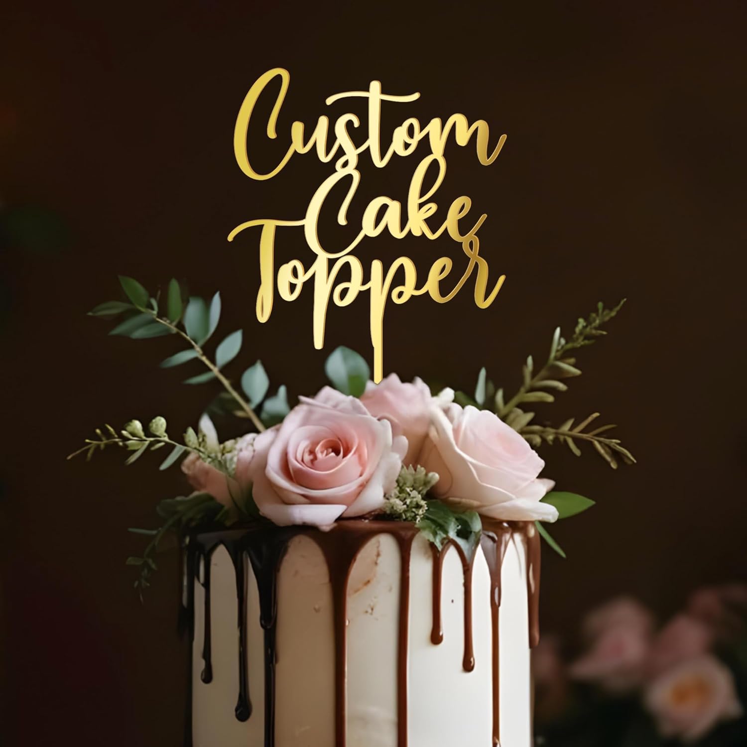 Customized Cake Topper Personalized Text Acrylic Cake Decoration for Birthdays Weddings, Baptisms, or any Occasion (Attena)