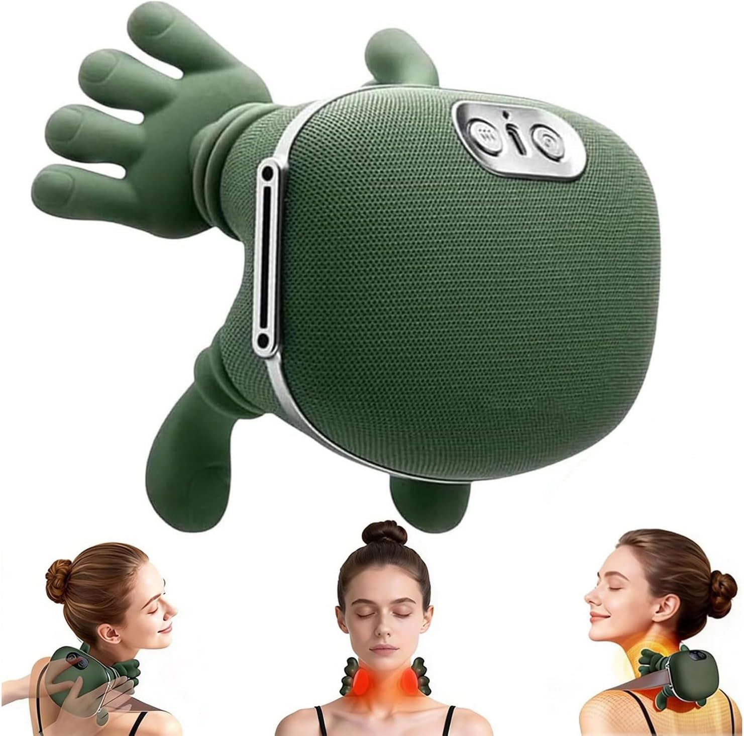 Neck Massager with Heat, Bionic Shoulder Heated Massager, Neck Massager with Fingers, 4D Kneading Massage, Simulates a Real Palm Massage for Comfort, Relax Muscle Tension