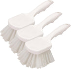 Carlisle FoodService Products 3662000 Flo-Pac Plastic Handle Utility Scrub Brush, Nylon Bristles, 2" Bristle Trim, 8" Length, White, 3 Count