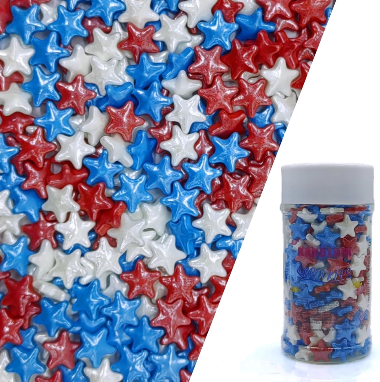 10mm Red & Blue & White Sprinkles Edible Stars Cake Decorating Stars Cake Decorations Cupcake Toppers Cookie Decorating Perfect for Cakes,Cupcakes,Desserts Toppings 3OZ