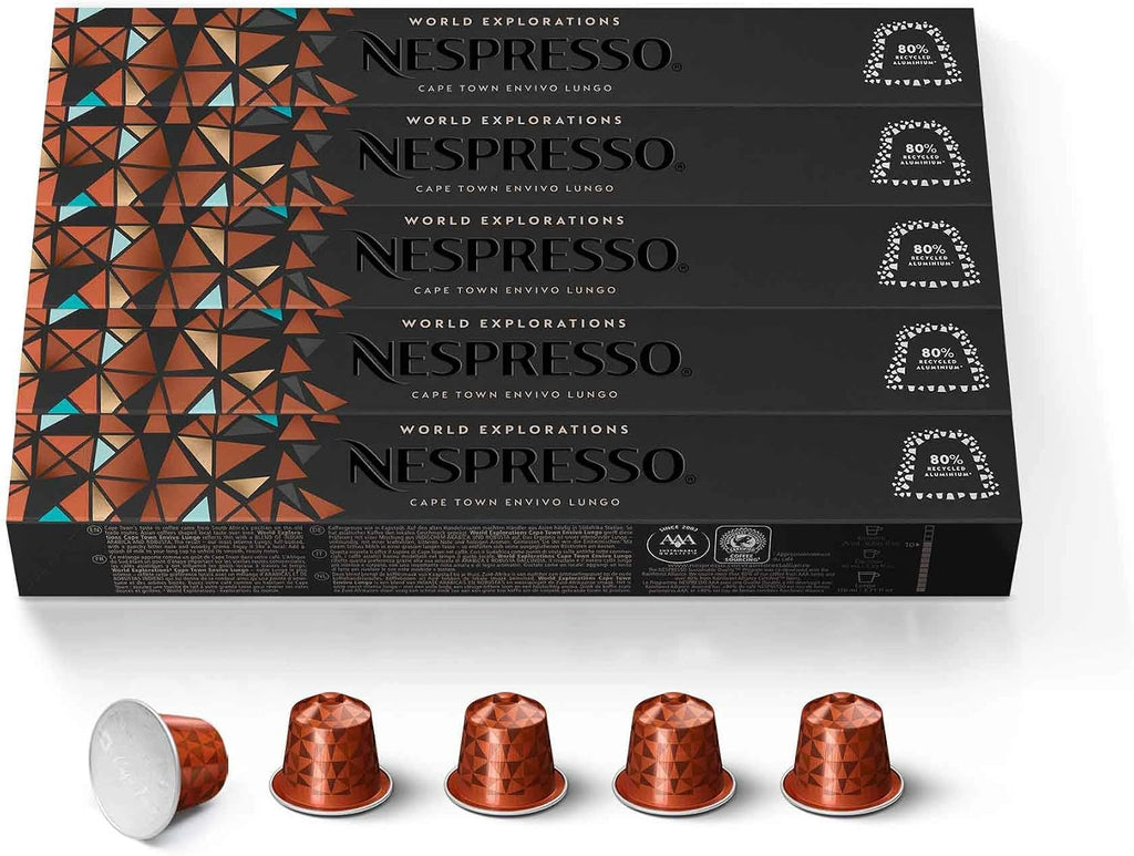 Nespresso Capsules Original Line, Cape Town Envivo Lungo, Dark Roast Espresso Coffee Pods, 50 Count Coffee Pods