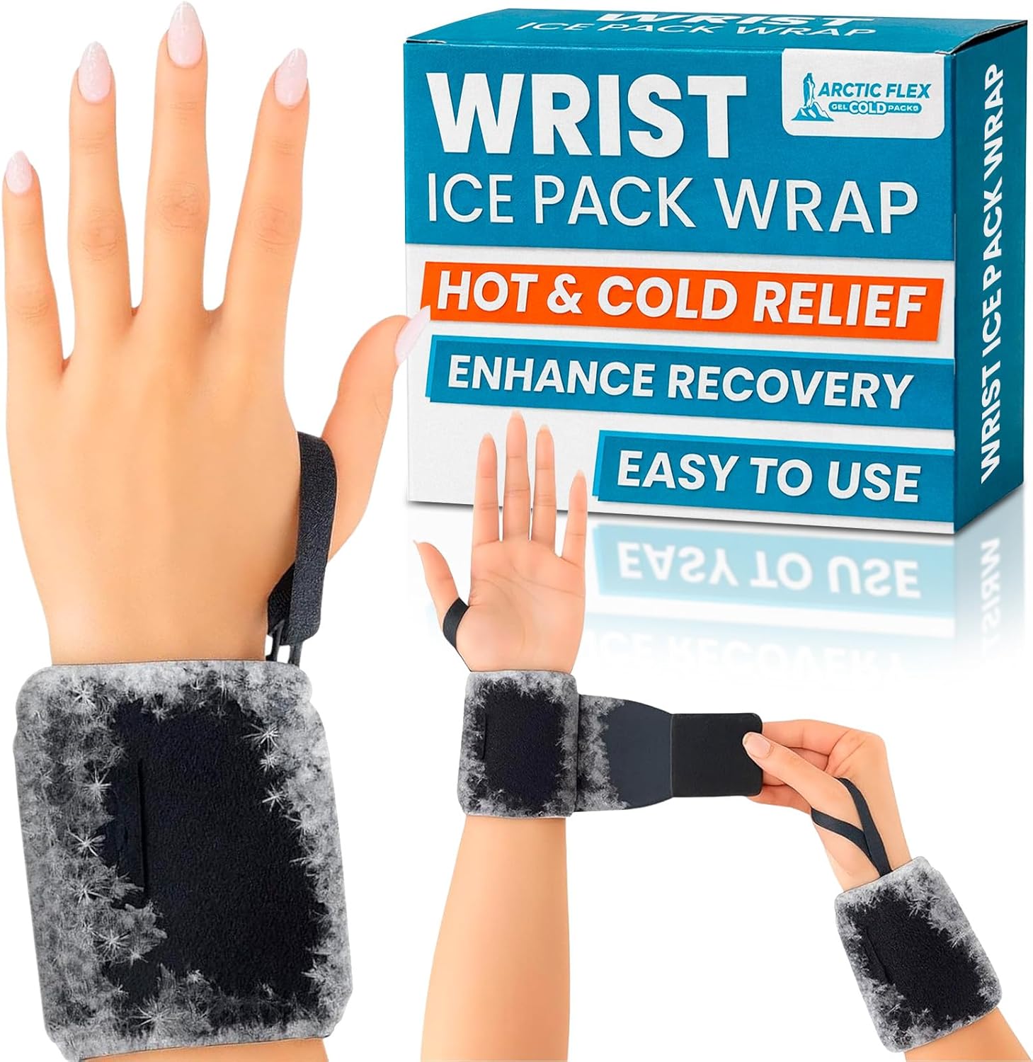 Arctic Flex Wrist Ice Pack Wrap (Pair) - Hot & Cold Gel Therapy Compress for Joint Pain Relief - Reusable Compression Sleeve Freeze & Microwavable - Support for Bruise, Swelling & Rheumatoid Arthritis