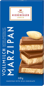 Niederegger Milk Chocolate Marzipan Bar 110g/3.8 oz [Pack of 6] | Delicious world-renowned Marzipan encased with Rich, Creamy Milk Chocolate | Gourmet Confetionery | Made in Germany since 1806.