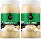 Best of Thailand Japanese White Pickled Sushi Ginger | No MSG | 2 Jars of 12oz Fresh Sliced Young Gari Pickled Ginger in All Natural, Sweet Pickling Brine with Color | Fat-Free, Sugar-Free, Kosher