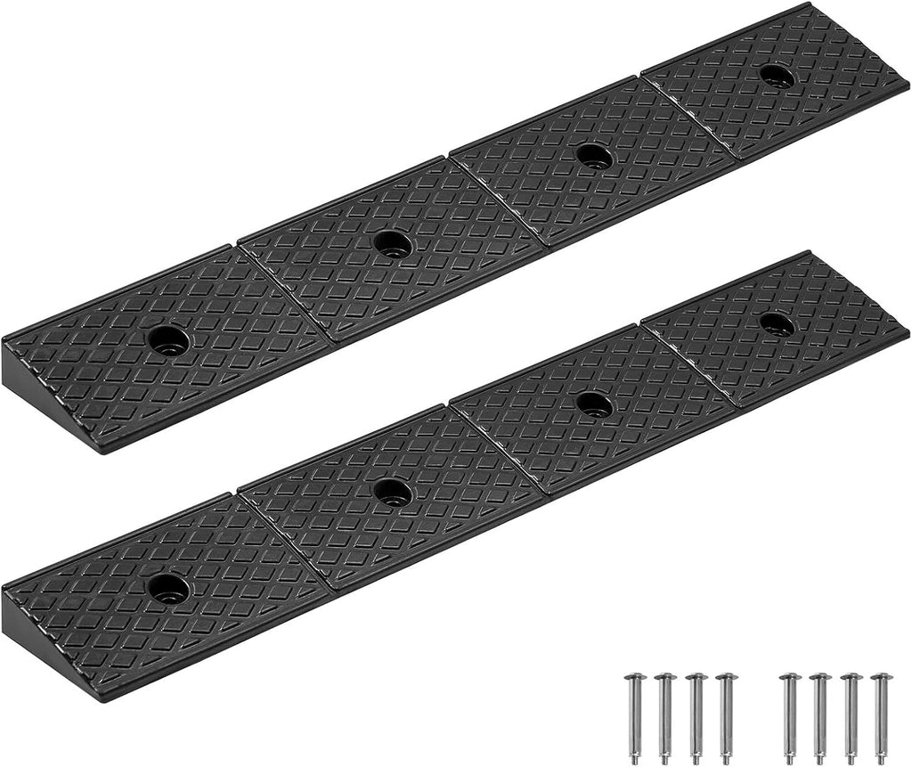 VEVOR Rubber Curb Ramp, 33069 lbs Load Capacity, 2 Inches Rise Height Heavy Duty Rubber Threshold Ramp with Drainage Tank for Strollers, Motorcycles, Cars, Lawn Mowers & Trailers, 2 Pack