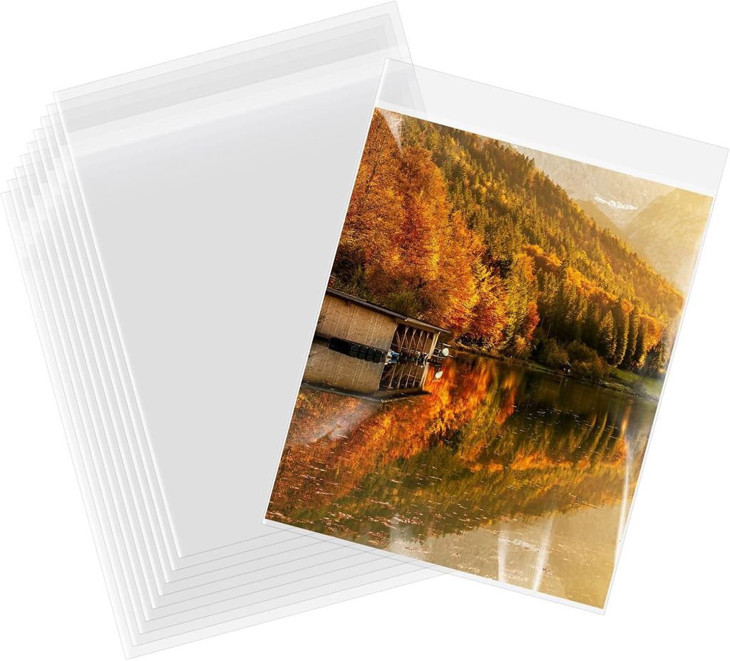 AUEAR 8" x 10" (100 Pack) Clear Plastic Sleeves - Acid Free 1.6mil Crystal Resealable Bags -Fit for 8x10 Prints & Photos, Handicraft