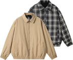 Silent Vortex Men's Zip Up Reversible Lightweight Jacket Waterproof Winter Essentials Jackets Lined with Plaid