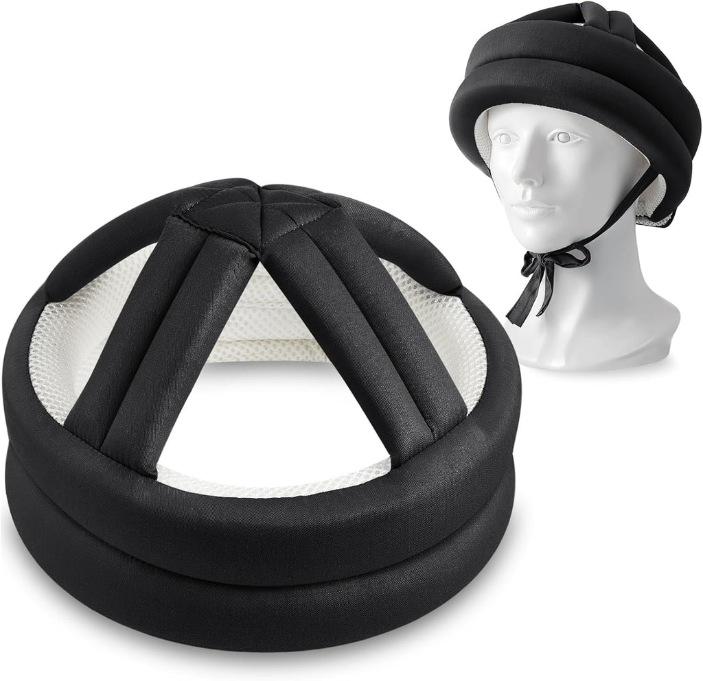 Woanger 1 Pcs Anti Fall Elder Head Safety Helmet for Adults Special Needs Thick Soft Protective Hat Adjustable Seniors Fall Prevention Head Protection Cap Elderly Helmet for Injury Protection (Black)