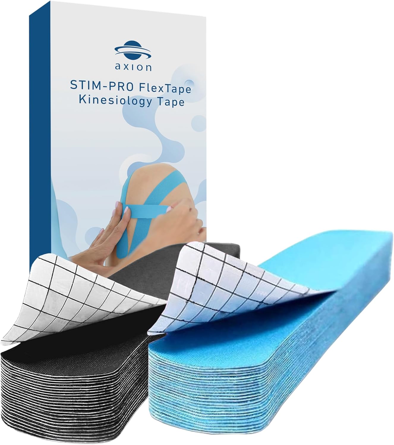 axion Kinesiology Tapes PRECUT Black Beige | 50 Pre-Cut Sport Tape Strips 10x2 in | Waterproof • Skin-Friendly • Elastic | Kinesiology Tapes Ideal for Sports