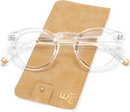 EASY READ Retro Round Blue Light Blocking Reading Glasses for Women,Anti UV Readers for Women with Spring Hinge