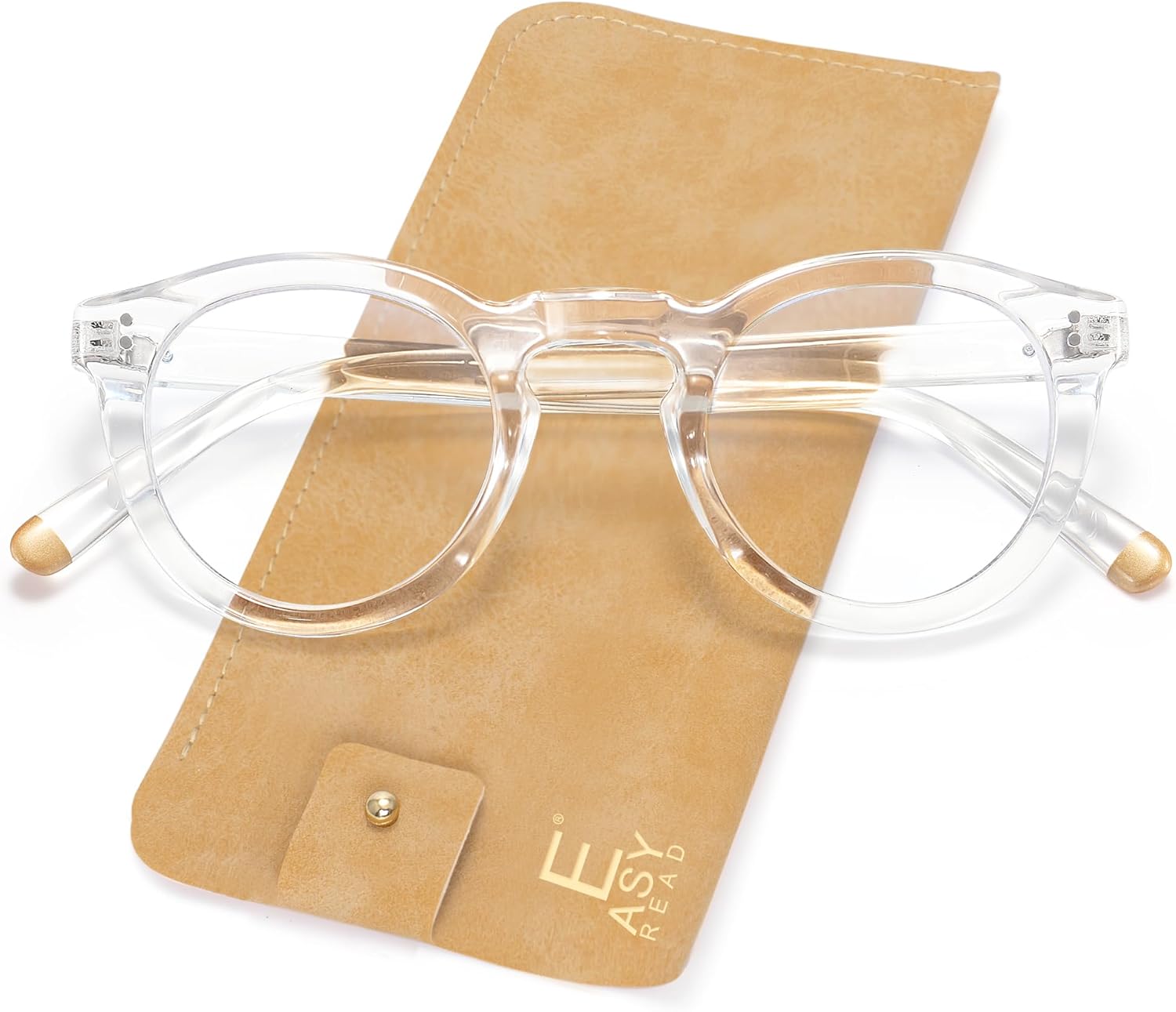 EASY READ Retro Round Blue Light Blocking Reading Glasses for Women,Anti UV Readers for Women with Spring Hinge