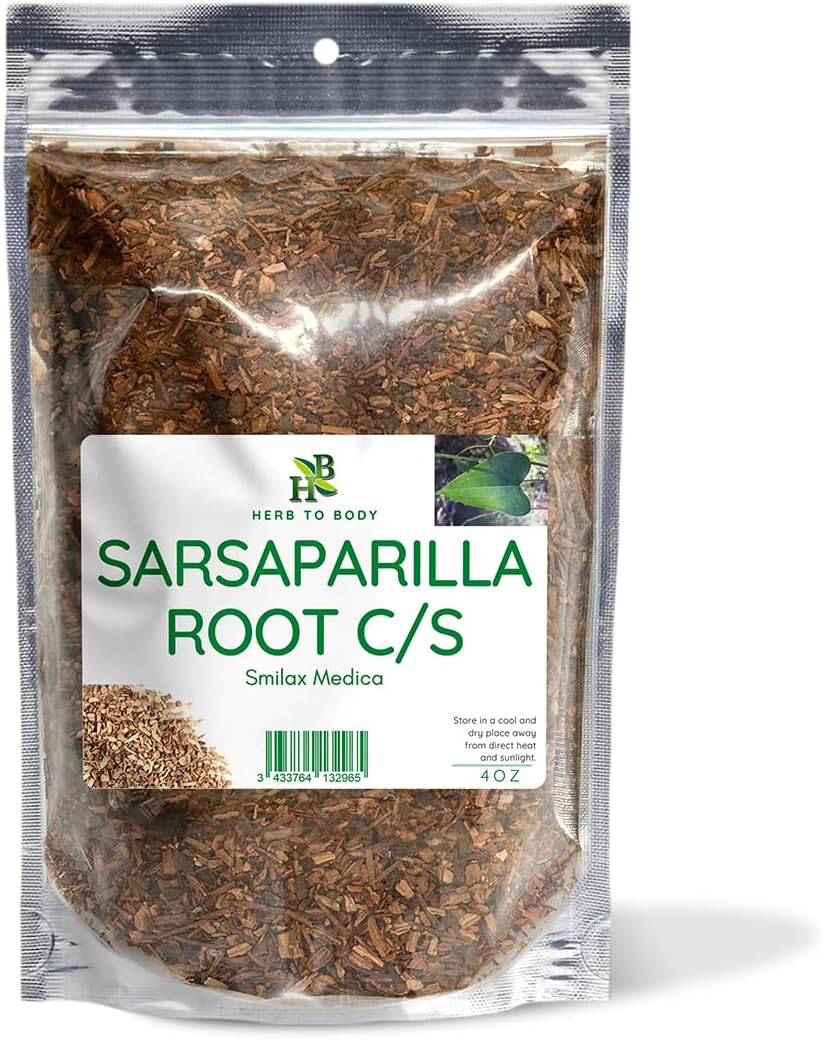 Herb To Body Sarsaparilla Root Cut & Sifted – 4 oz, Wildcrafted Smilax Medica Dried for Sarsaparilla Tea & Herbal Tea, Jamaican Herb for Wellness and Traditional Uses