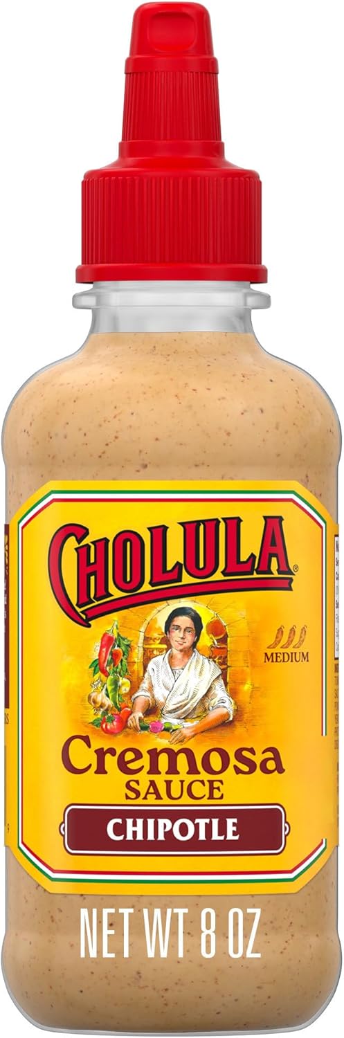Cholula Cremosa Sauce, Chipotle, Medium Heat, Creamy, Smoky, Squeezable Topping For Elotes, Tacos, Soup, Tostadas, Nachos and More, 8 fl oz