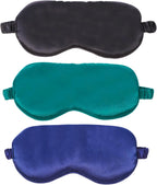 3 Pcs Silk Sleep Mask, Smooth Soft Satin Eye Covers, Sleeping Eye Mask, Elastic Blackout Sleep Mask & Blindfold for Full Night's Sleep,Travel and Nap (Dark Green)