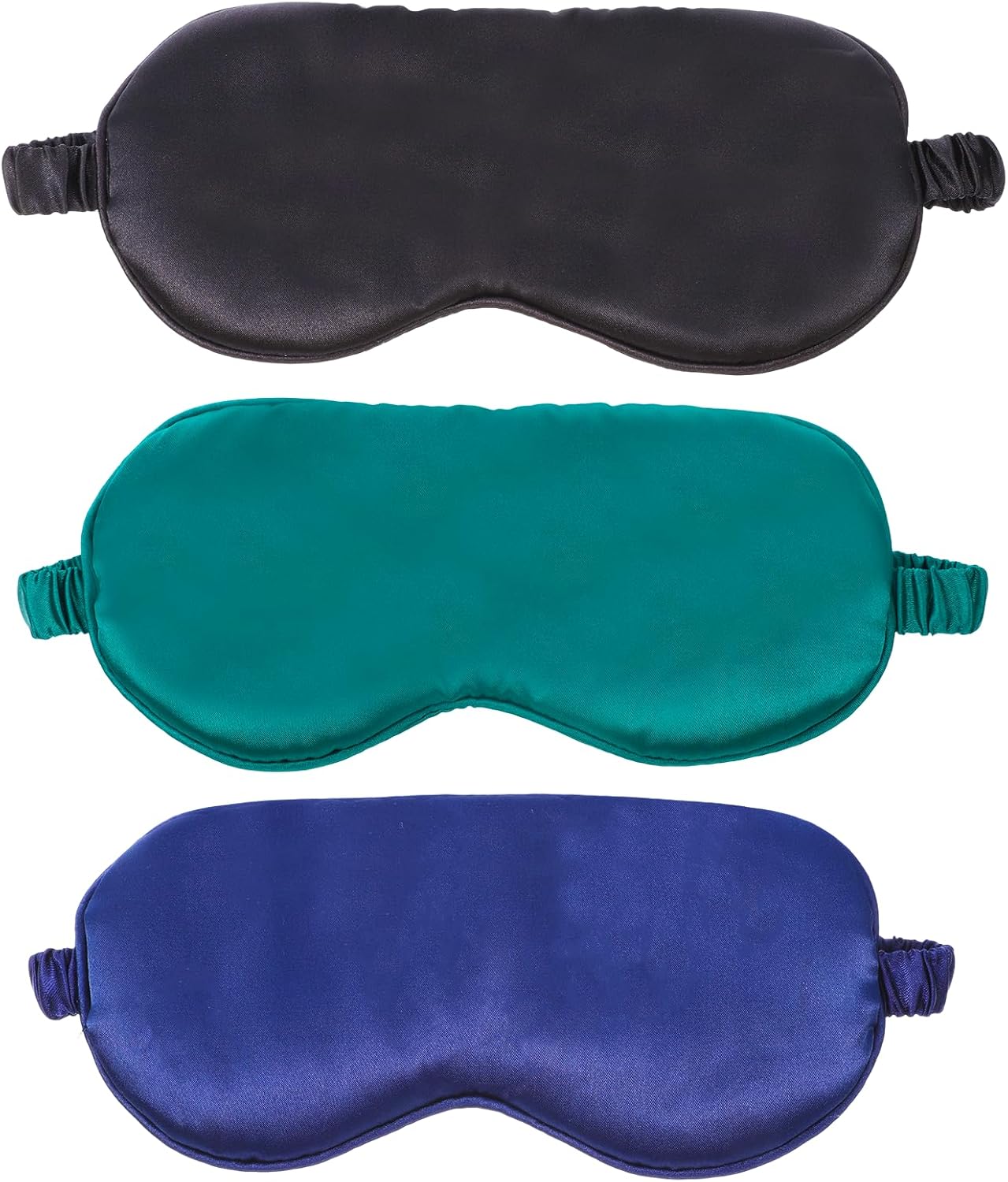 3 Pcs Silk Sleep Mask, Smooth Soft Satin Eye Covers, Sleeping Eye Mask, Elastic Blackout Sleep Mask & Blindfold for Full Night's Sleep,Travel and Nap (Dark Green)