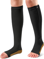 Ailaka Medical Zipper Compression Socks, 15-20 mmHg Knee High Open Toe Compression Socks for Men Women, Support Socks for Varicose Veins, Edema