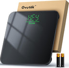 Ovutek Bathroom Scale for Body Weight, Highly Accurate Digital Weighing Machine for People, Upgraded Batteries Included, Compact Size, LED Display, Physician Scale with Sturdy Tempered Glass, 400lb
