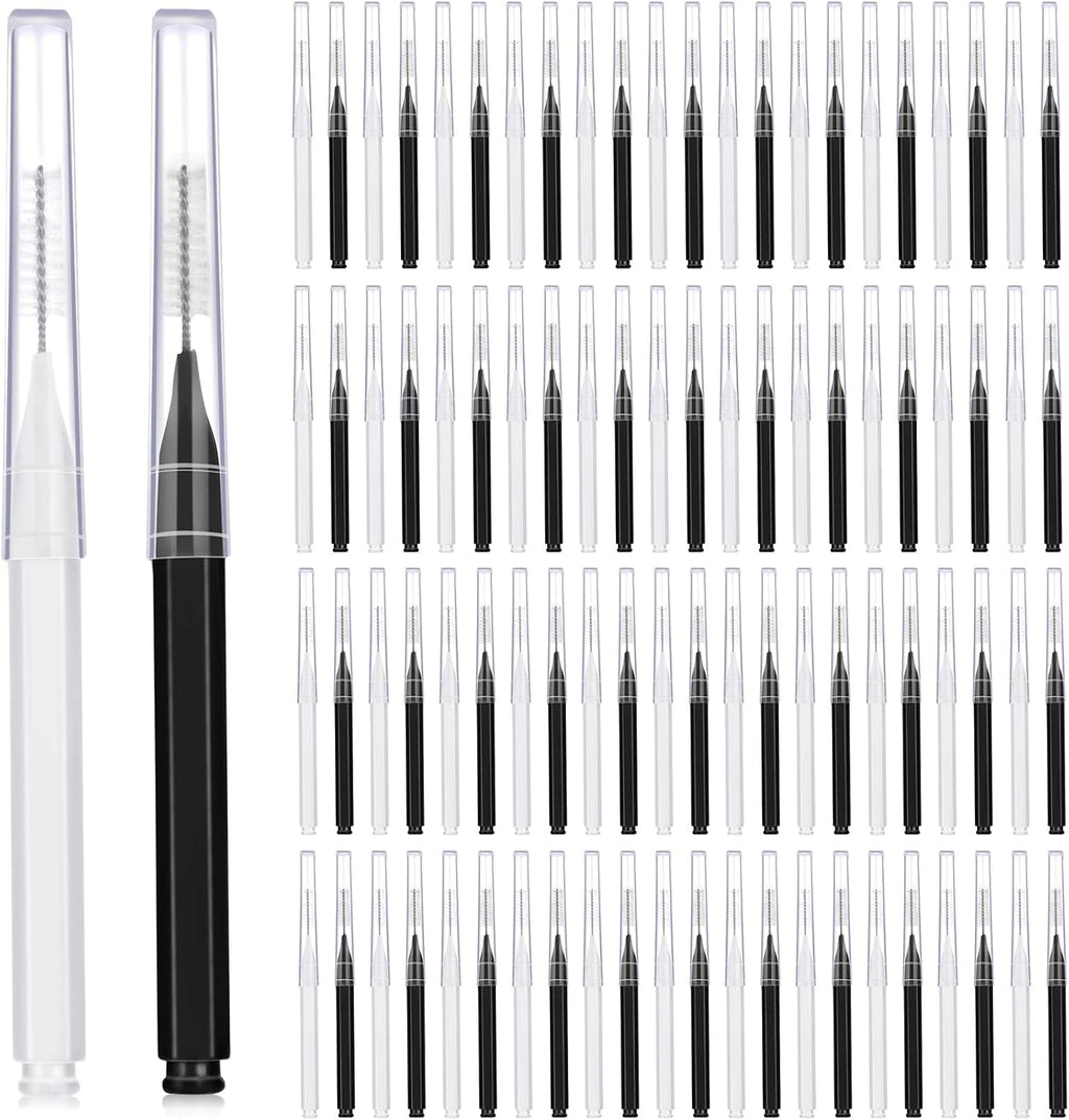 Patelai 100 Pieces Braces Brush for Cleaner Interdental Brush Toothpick Dental Tooth Flossing Head Oral Dental Hygiene Flosser Toothpick Cleaners Tooth Cleaning Tool (Black, White)