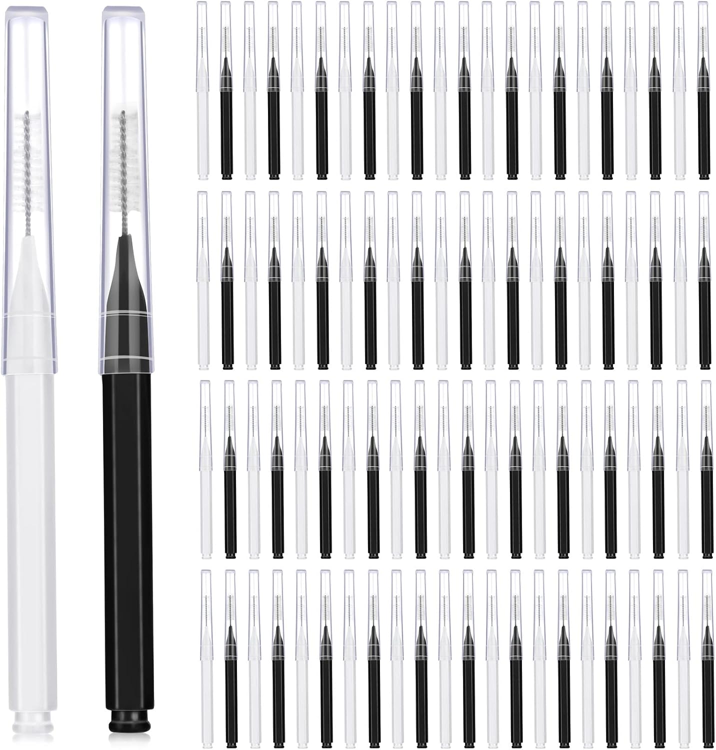 Patelai 100 Pieces Braces Brush for Cleaner Interdental Brush Toothpick Dental Tooth Flossing Head Oral Dental Hygiene Flosser Toothpick Cleaners Tooth Cleaning Tool (Black, White)