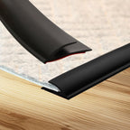 [New Upgrade] Floor Transition Strip, Self Adhesive Rubber Rug Gripper Tape Carpet Edge Trim Strip, Wood Tile Laminate Transition Cover Doorway Gap for Threshold Height Less Than 6mm (Black, 10ft)