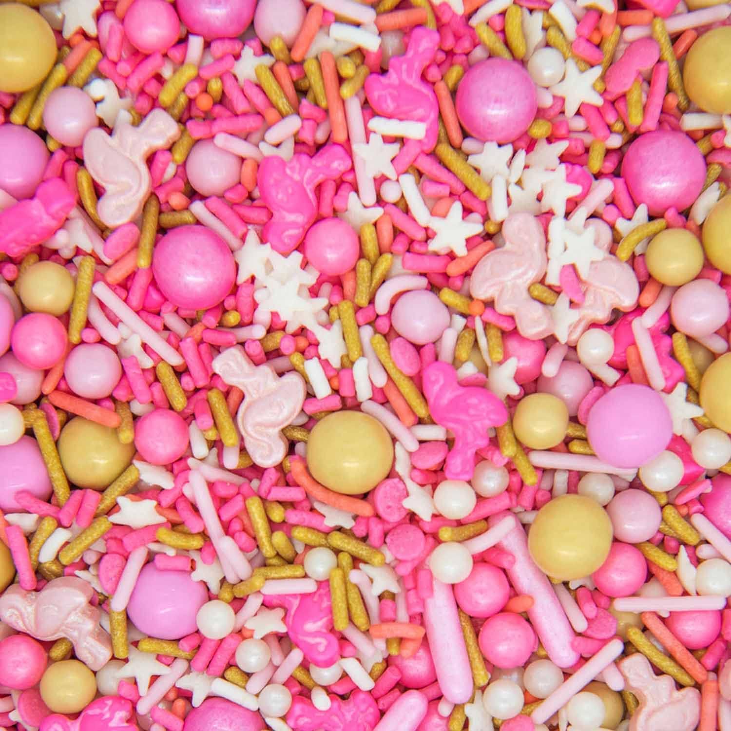 Pink Flamingo Party Candy Sprinkles for Ice Cream Cake, Cookie, Cupcake Decorating Baking Tropical Ocean Summer Cake Decorations Sprinkles Toppings Rose Pastel Jimmies Gold Nonpareils Confetti Quin