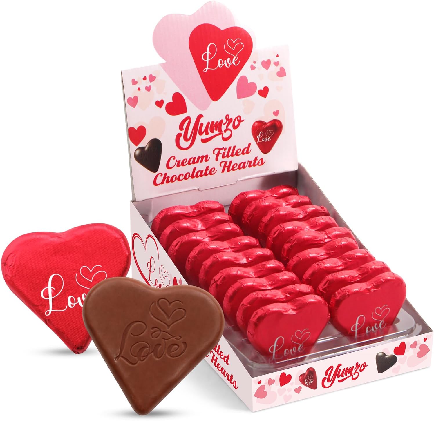 Fathers Day Chocolate Hearts, Pack of 18 Heart Shaped Chocolates Individually Wrapped, Ideal heart chocolate bulk for Fathers Day, Classroom Exchanges and Sharing with Friends.