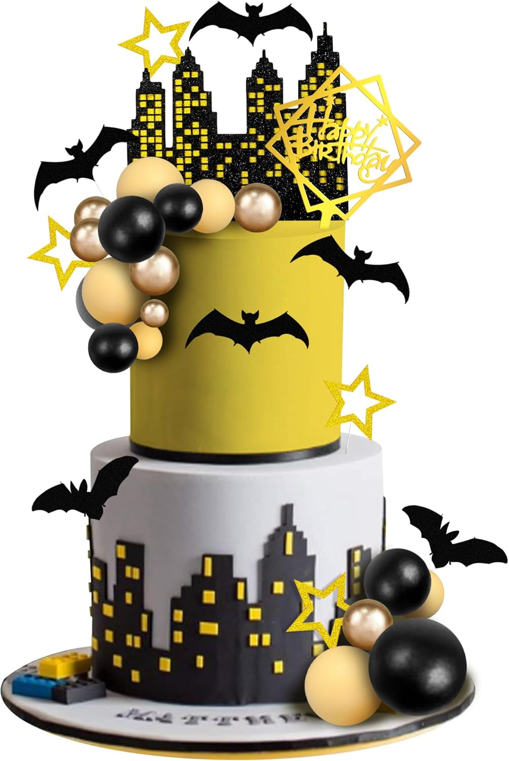 Bat Cake Topper Happy Birthday Cake Decorations for Bat Theme Birthday Halloween Supplies