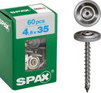 SPAX 4587000450357 T-Star Plus T20 4Cut A2 Rust-Proof Stainless Steel Screws Pack of 60 Fully Threaded Countersunk Head T-Star Plus T20 4587000450357