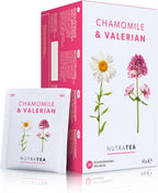 NutraTea Chamomile & Valerian Tea - Bedtime and Night Time Tea - 20 Individually Wrapped Bags (1 Pack)