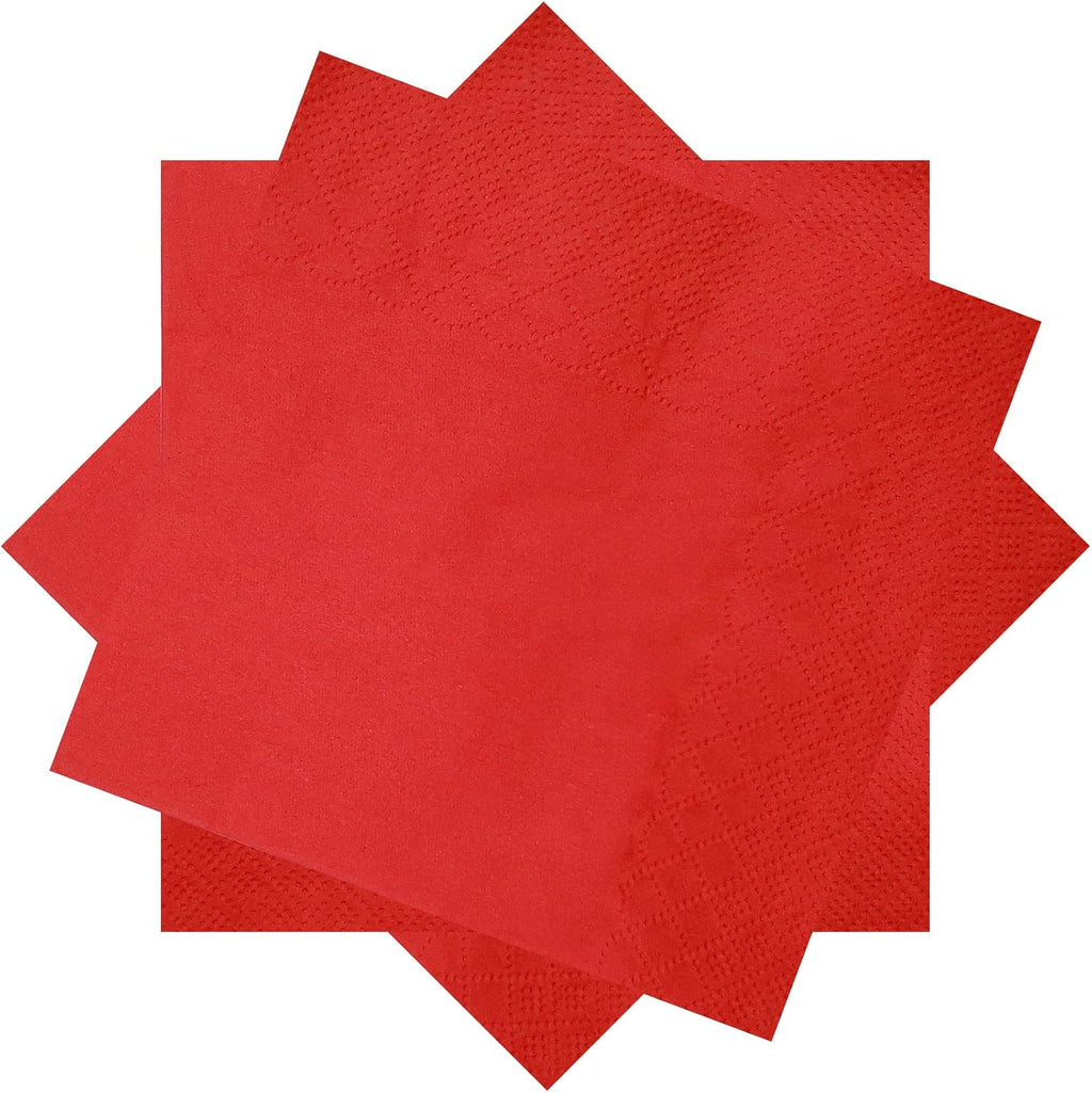 300 Count Red Cocktail Napkins,2-Ply Red Paper Napkins,Disposable Beverage Napkins for Bar,Weddings, Birthday,Party