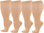 Plus Size Compression Socks Women, 2/3/4/6 Pairs Compression Socks for Women Travel Swelling Nurses Running Pregnant Large Calf Support Socks Plus Size Compression Socks Wide Calf