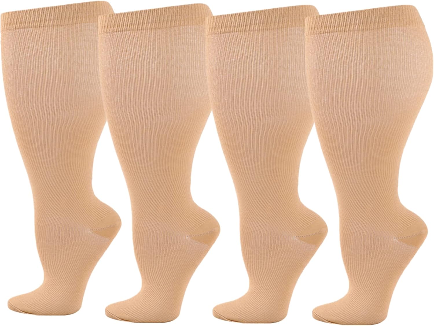 Plus Size Compression Socks Women, 2/3/4/6 Pairs Compression Socks for Women Travel Swelling Nurses Running Pregnant Large Calf Support Socks Plus Size Compression Socks Wide Calf